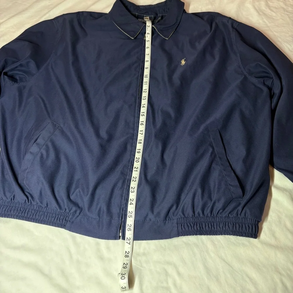 Polo Ralph Lauren Mens XXL Navy Blue Harrington Jacket Plaid Lined Windbreaker